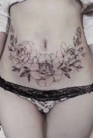 女性露脐帅气的十几款剖腹产盖疤痕纹身作品图
