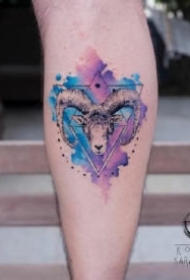 羊头刺青 适合十二生肖羊的一组羊纹身作品图片