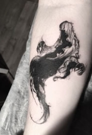 一组黑色写实死神纹身图
