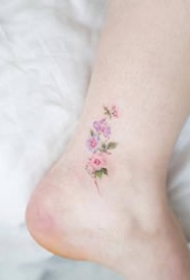 一组脚踝彩色小清新纹身图案