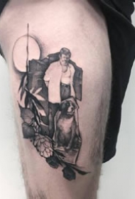 一组黑灰霸气的男士纹身图案