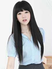 女生齐刘海长直发发型图片 或清甜或成熟[5P]
