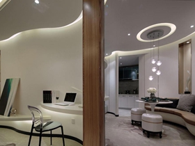 曲线空间现代风格创意三居装潢设计