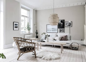 北欧风格的客厅效果：单人沙发或躺椅+北欧风格抱枕，搭配出感觉