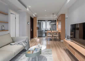 三居室搭配原木色家具的北欧风格装修效果图