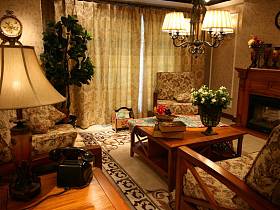 美式客厅窗帘装修案例