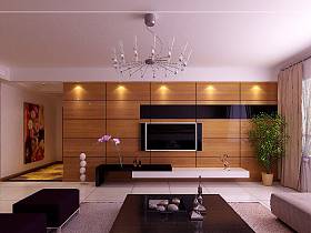 现代客厅跃层电视背景墙装修案例