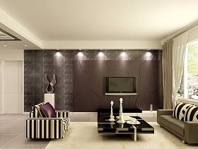 现代客厅窗帘电视背景墙设计案例展示