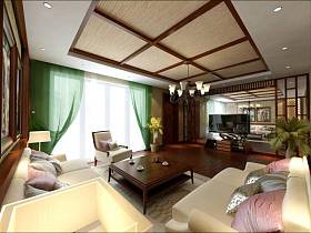 中式客厅窗帘设计案例