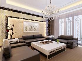 中式中式风格新中式客厅背景墙沙发装修案例