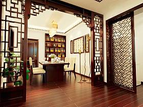 中式中式风格餐厅吊顶酒柜设计案例