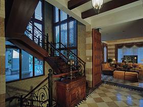 美式别墅过道楼梯设计案例展示