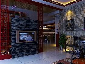 中式中式风格客厅背景墙装修图