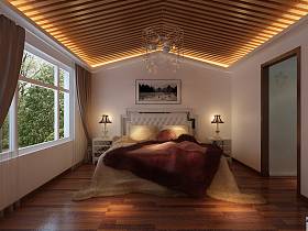 现代简约卧室跃层吊顶窗帘设计方案