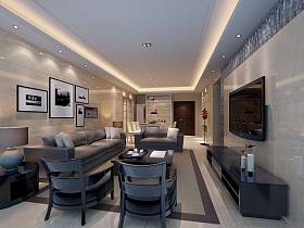 现代客厅沙发电视柜茶几电视背景墙设计案例