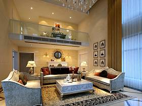欧式欧式风格客厅别墅窗帘设计案例