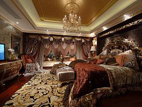欧式古典欧式风格卧室吊顶窗帘设计案例展示