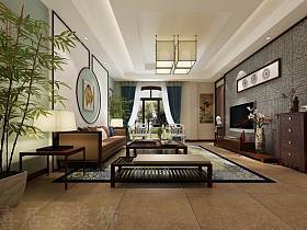 中式中式风格新中式客厅吊顶电视背景墙设计图