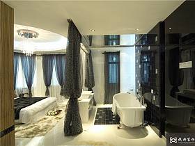 现代简约卧室浴室吊顶淋浴房设计案例