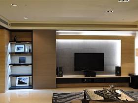 现代客厅三室两厅两卫电视背景墙设计案例