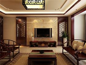 中式中式风格新中式客厅吊顶电视背景墙装修图