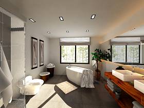 现代卧室卫生间别墅设计图