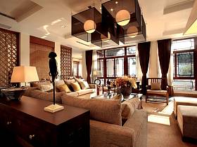 中式客厅沙发茶几效果图