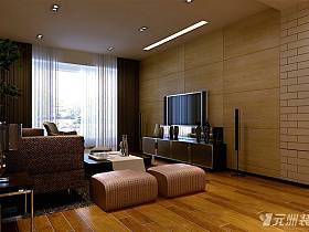 现代客厅窗帘电视背景墙设计方案