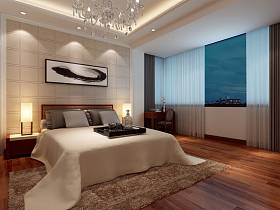 现代卧室单身公寓吊顶窗帘装修案例