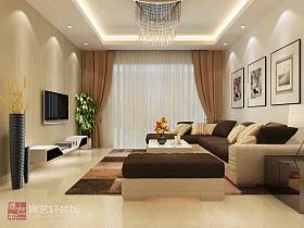 现代现代风格客厅吊顶窗帘电视背景墙设计案例