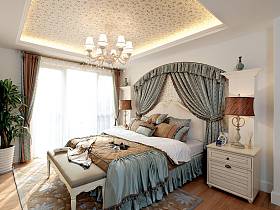 地中海地中海风格卧室别墅吊顶窗帘设计案例
