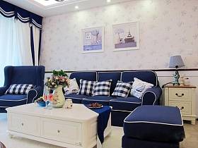 地中海客厅沙发单人沙发装修案例