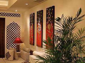 自然温馨客厅背景墙沙发壁纸装修案例
