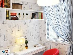 时尚卧室窗帘椅子小书桌椅壁纸设计案例展示