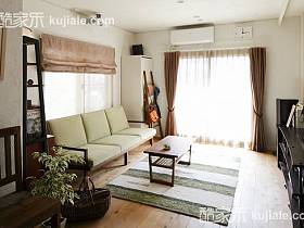 清新自然温馨浪漫客厅窗帘沙发茶几布艺窗帘效果图