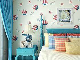 地中海混搭地中海风格卧室壁纸图片