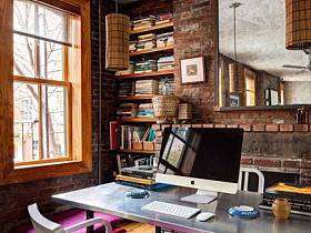 清新自然复古法式乡村风格办公室桌子木质地板装修图