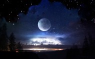 宇宙星空与月亮图片(8张)