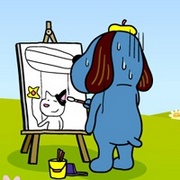 顽皮好奇的蓝色卡通狗狗头像大全