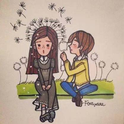 温馨幸福的插画情侣qq卡通头像图片 