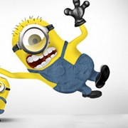 穿蓝色背带装的可爱小黄人卡通头像