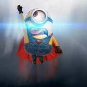 穿蓝色背带装的可爱小黄人卡通头像